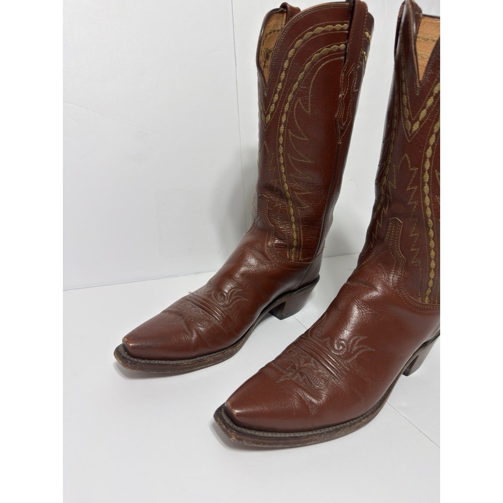 Lucchese 1883 Womens Snip Toe Cowhide Red Leather Boot 9 N820054 Cowgirl Western - Picture 4 of 9